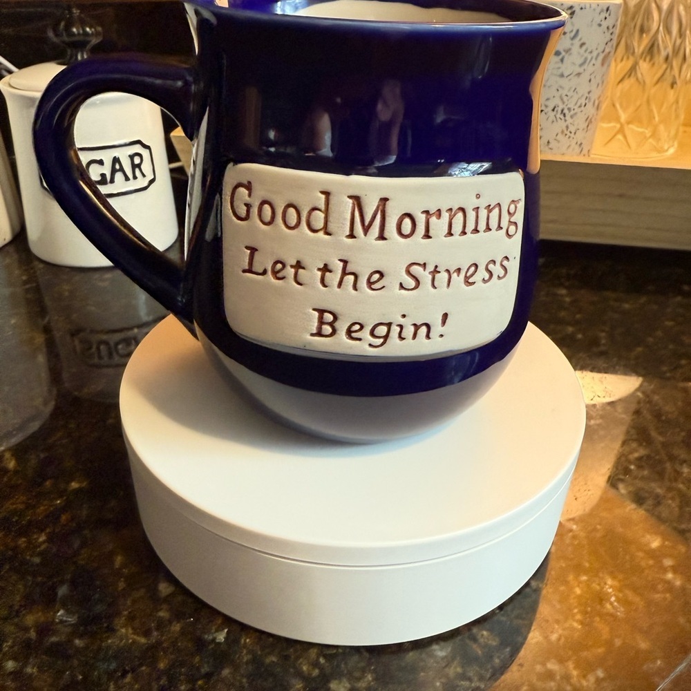 Muddy Waters Blue Ceramic Mug with Motivational Quote